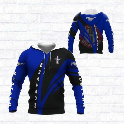 Ford Mustang Black Blue Pullover Hoodie
