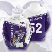 NFL Baltimore Ravens Ray Lewis Purple White Pullover Hoodie