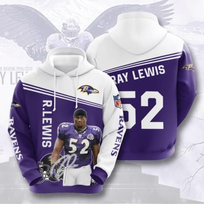 NFL Baltimore Ravens Ray Lewis Purple White Pullover Hoodie