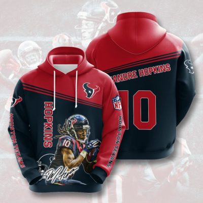 NFL Houston Texans DeAndre Hopkins Deep Steel Blue Battle Red Pullover Hoodie