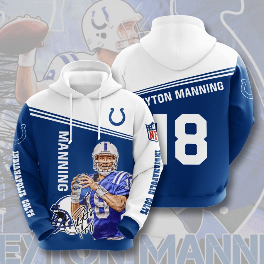 NFL Indianapolis Colts Peyton Manning Blue White Pullover Hoodie NFL Indianapolis Colts Peyton Manning Blue White Pullover Hoodie
