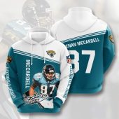 NFL Jacksonville Jaguars Keenan McCardell Teal White Pullover Hoodie