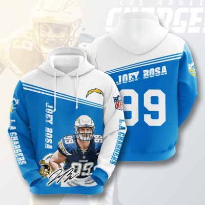 NFL Los Angeles Chargers Joey Bosa Powder Blue White Pullover Hoodie