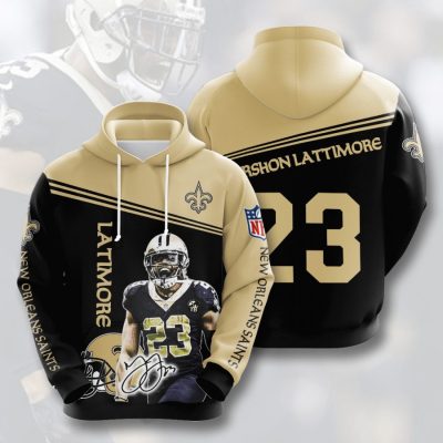 NFL New Orleans Saints Marshon Lattimore Black Old Gold Pullover Hoodie