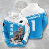 NFL Carolina Panthers Cam Newton Panther Blue White Pullover Hoodie