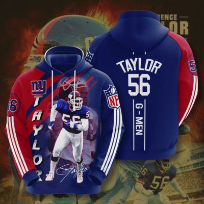 NFL New York Giants Lawrence Taylor Dark Blue Red Stripes Pullover Hoodie
