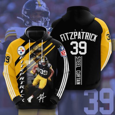 NFL Pittsburgh Steelers Minkah Fitzpatrick Black Gold Stripes Pullover Hoodie