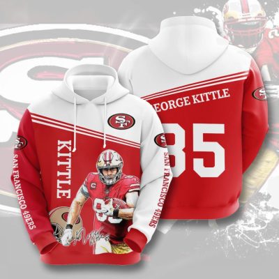 NFL San Francisco 49ers George Kittle Red White Pullover Hoodie V4