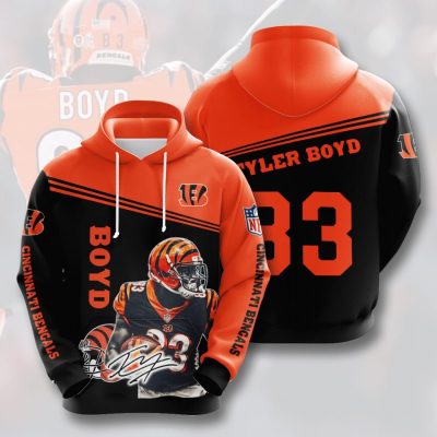 NFL Cincinnati Bengals Tyler Boyd Orange Black Pullover Hoodie