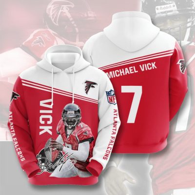 NFL Atlanta Falcons Michael Vick Red White Pullover Hoodie