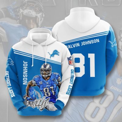 NFL Detroit Lions Calvin Johnson Honolulu Blue White Pullover Hoodie