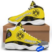 Borussia Dortmund Custom Name Yellow Black Air Jordan 13 Shoes