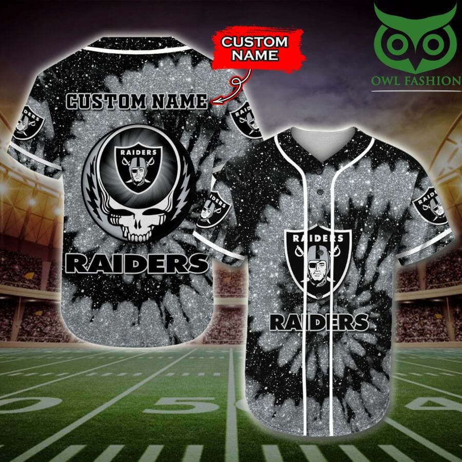 NFL Las Vegas Raiders Custom Name Silver Black Baseball Jersey NFL Las Vegas Raiders Custom Name Silver Black Baseball Jersey