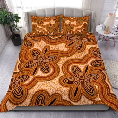 Australia Aboriginal Bedding Set - Aboriginal Art Background Connection Concept Bedding Set