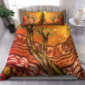 Australia Aboriginal Inspired Bedding Set - Aboriginal Boab Tree Vector Painting Aboriginal Art Bedding Set