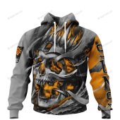 NBA Phoenix Suns Custom Name Number Gray Yellow Smoke Skull Pullover Hoodie