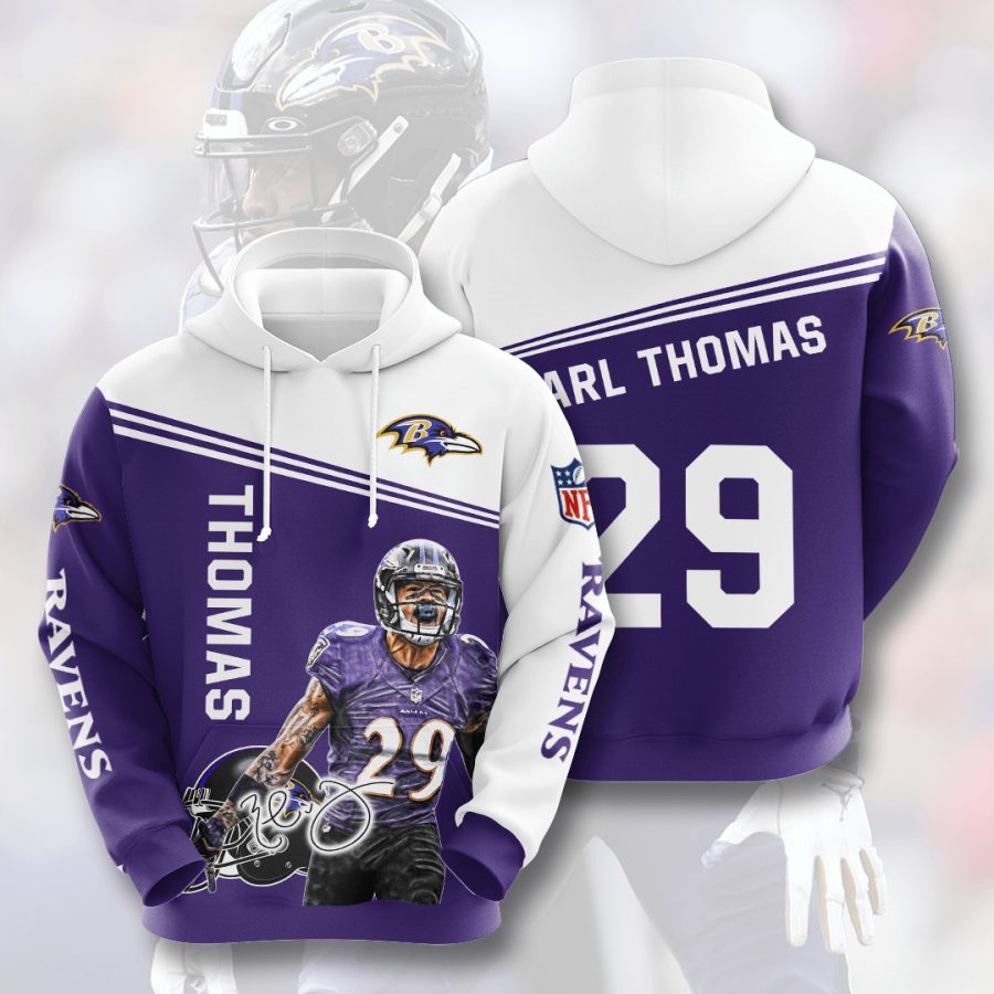NFL Baltimore Ravens Earl Thomas Purple White Pullover Hoodie NFL Baltimore Ravens Earl Thomas Purple White Pullover Hoodie