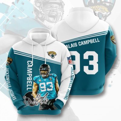 NFL Jacksonville Jaguars Calais Campbell Teal White Pullover Hoodie