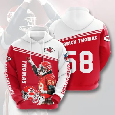 NFL Kansas City Chiefs Derrick Thomas Red White Pullover Hoodie
