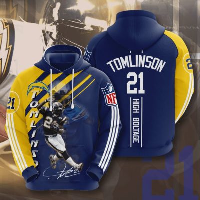 NFL Los Angeles Chargers LaDainian Tomlinson Navy Blue Gold Stripes Pullover Hoodie