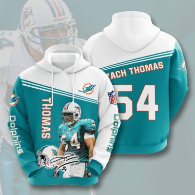 NFL Miami Dolphins Zach Thomas Aqua White Pullover Hoodie