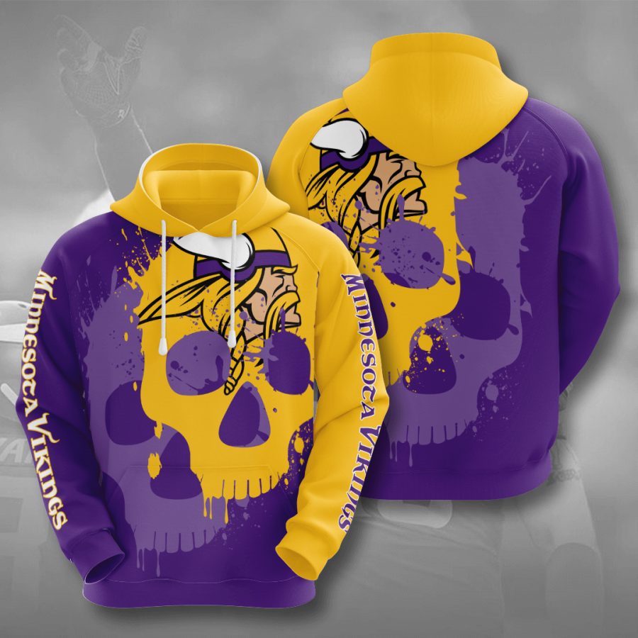 NFL Minnesota Vikings Gold Skull Pullover Hoodie NFL Minnesota Vikings Gold Skull Pullover Hoodie