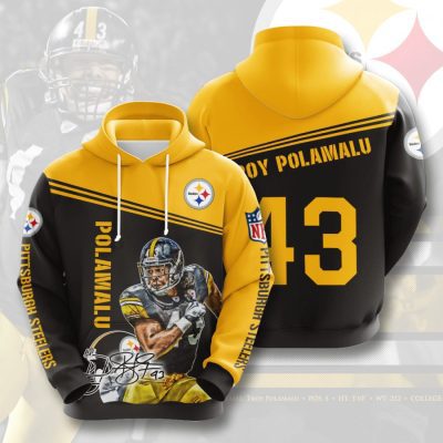 NFL Pittsburgh Steelers Troy Polamalu Black Gold Pullover Hoodie