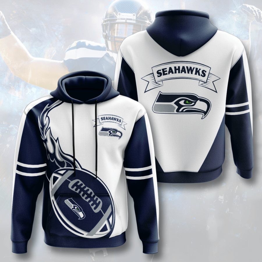 NFL Seattle Seahawks Navy Fire Pullover Hoodie NFL Seattle Seahawks Navy Fire Pullover Hoodie