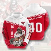 NFL Tampa Bay Buccaneers Mike Alstott Bay Red White Pullover Hoodie