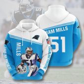NFL Carolina Panthers Sam Mills Panther Blue White Pullover Hoodie