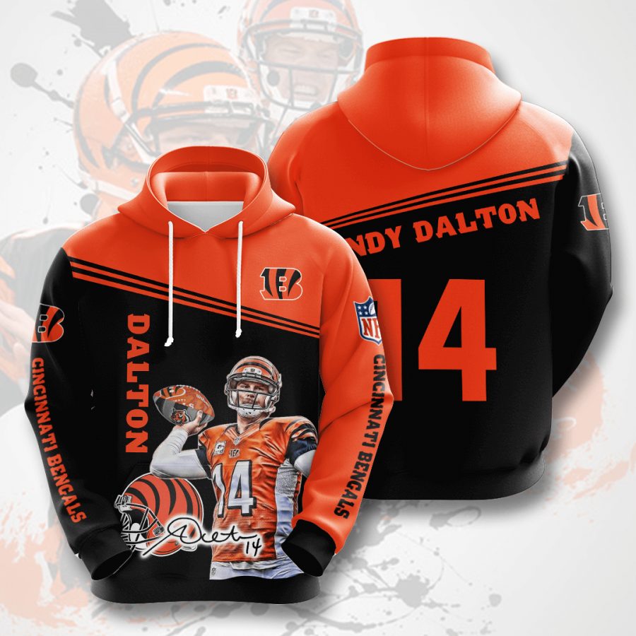 NFL Cincinnati Bengals Andy Dalton Orange Black Pullover Hoodie NFL Cincinnati Bengals Andy Dalton Orange Black Pullover Hoodie