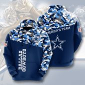 NFL Dallas Cowboys Blue Silver Camo Pullover Hoodie V2