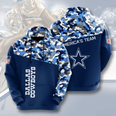 NFL Dallas Cowboys Blue Silver Camo Pullover Hoodie V2