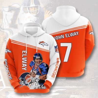 NFL Denver Broncos John Albert Elway Jr. Orange White Pullover Hoodie