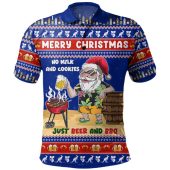 Australia Polo Shirt Merry Christmas, Grilling Santa With Barbecue And Beer