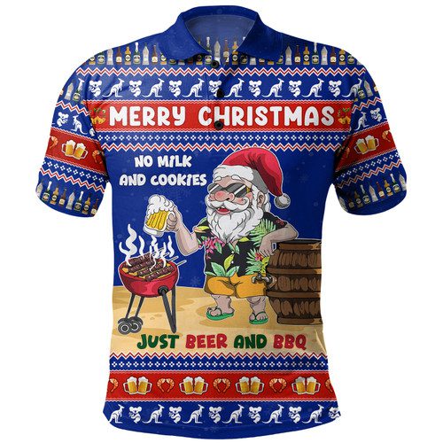 Australia Polo Shirt Merry Christmas, Grilling Santa With Barbecue And Beer Australia Polo Shirt Merry Christmas, Grilling Santa With Barbecue And Beer