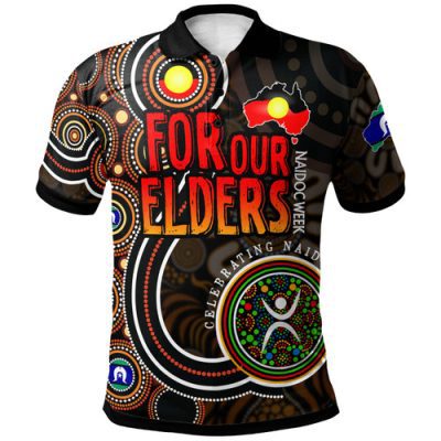 Naidoc Week Polo Shirt - Custom For Our Elders Aboriginal Inspired Dot Art Polo Shirt