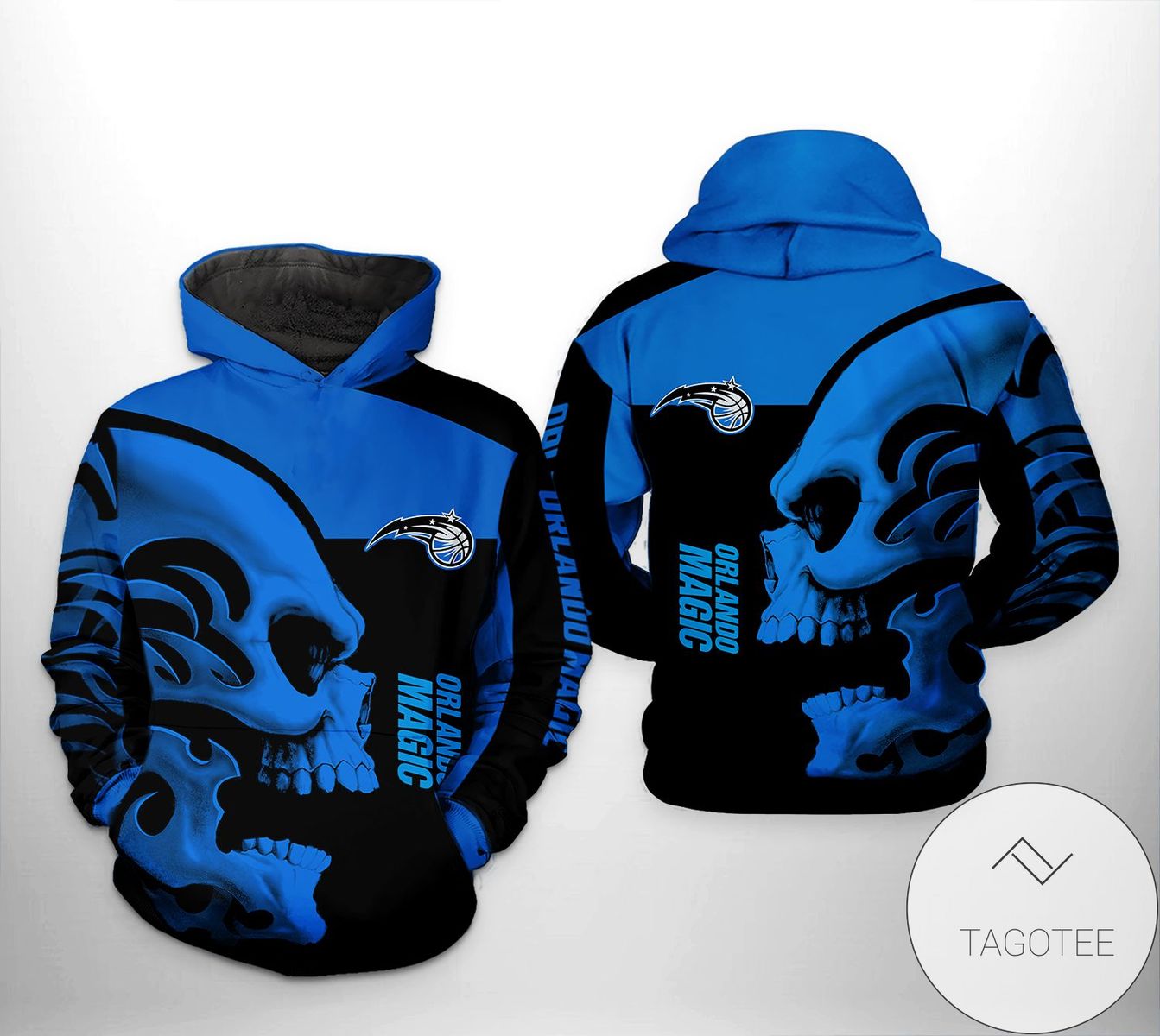 NBA Orlando Magic Black Blue Skull Pullover Hoodie V2 NBA Orlando Magic Black Blue Skull Pullover Hoodie V2
