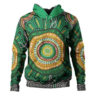 Australia Aboriginal Hoodie - Green Aboriginal Style Dot Painting Hoodie