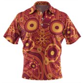 Australia Aboriginal Polo Shirt - River With Aboriginal Dot Art Inspired Polo Shirt