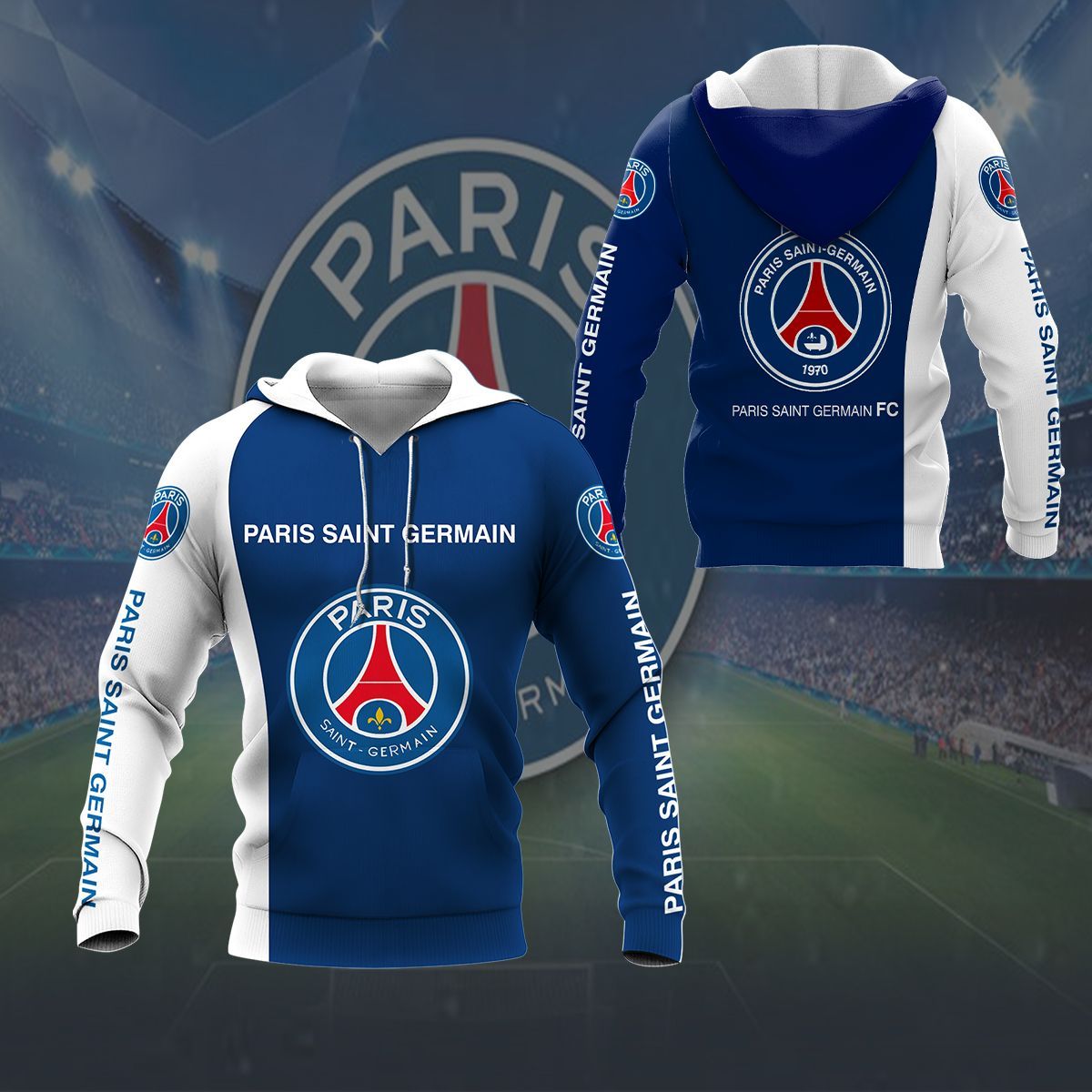 Paris Saint-Germain FC Blue White Pullover Hoodie V3 Paris Saint-Germain FC Blue White Pullover Hoodie V3