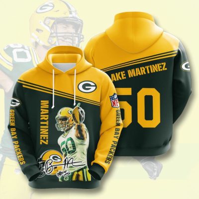 NFL Green Bay Packers Blake Martinez Dark Green Gold Pullover Hoodie