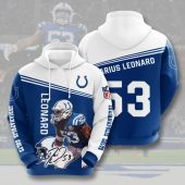 NFL Indianapolis Colts Darius Leonard Blue White Pullover Hoodie