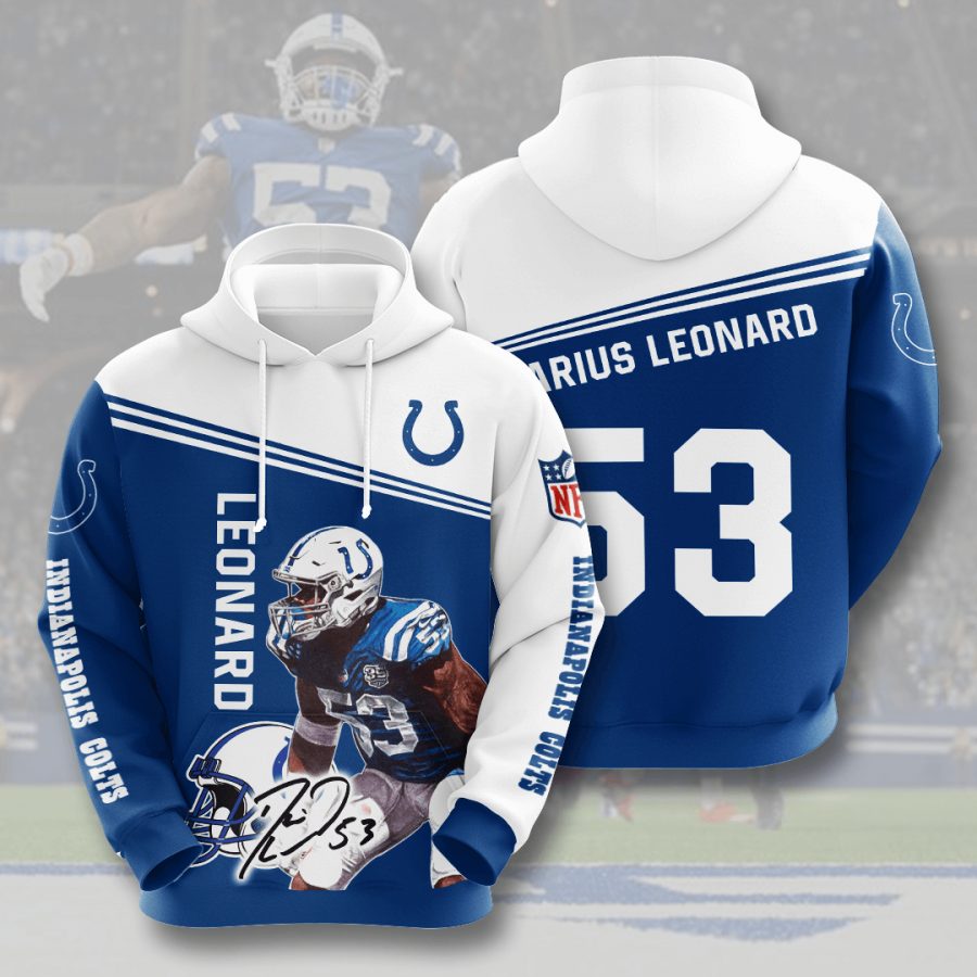 NFL Indianapolis Colts Darius Leonard Blue White Pullover Hoodie NFL Indianapolis Colts Darius Leonard Blue White Pullover Hoodie