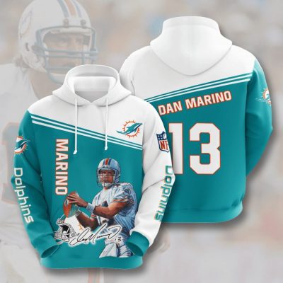 NFL Miami Dolphins Dan Marino Aqua White Pullover Hoodie