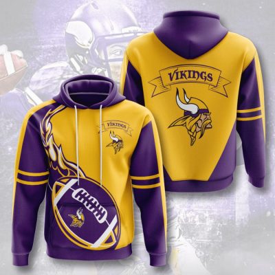 NFL Minnesota Vikings Fire Ball Purple Gold Pullover Hoodie
