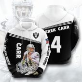 NFL Oakland Raiders Derek Carr Black White Pullover Hoodie