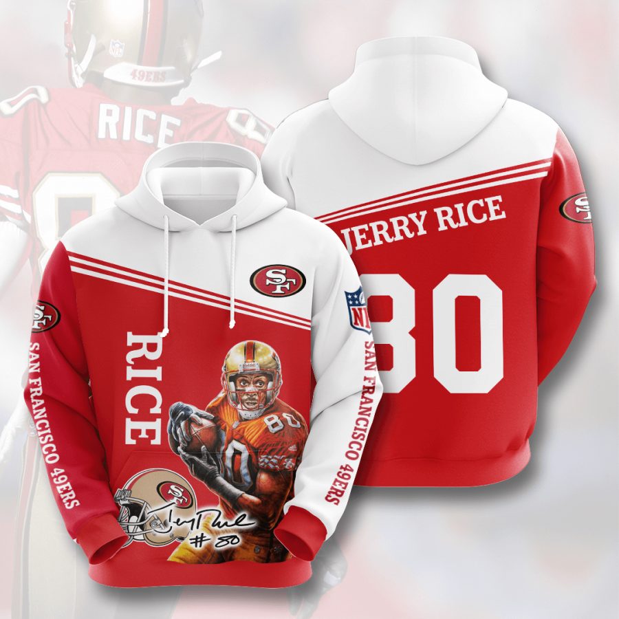 NFL San Francisco 49ers Jerry Rice Red White Pullover Hoodie NFL San Francisco 49ers Jerry Rice Red White Pullover Hoodie