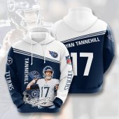 NFL Tennessee Titans Ryan Tannehill Navy White Pullover Hoodie