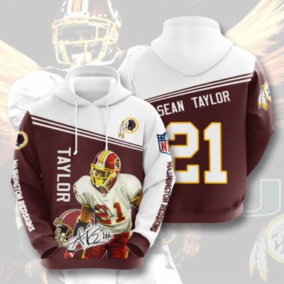 NFL Washington Redskins Sean Taylor Burgundy White Pullover Hoodie